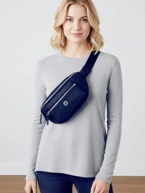 Latest New Tory Burch Navy Nylon Belt Bag Sling Fanny Pack 170436 $265